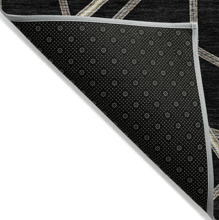 Piper Looms Chantille Geometric ACN947 Black Machine Washable Area Rug Backing Image