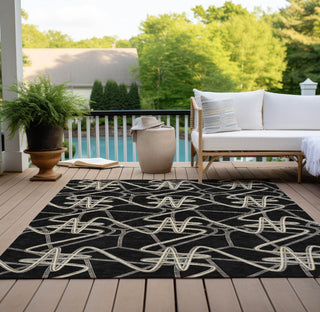 Piper Looms Chantille Geometric ACN947 Black Machine Washable Area Rug Outdoor Lifestyle Image Feature