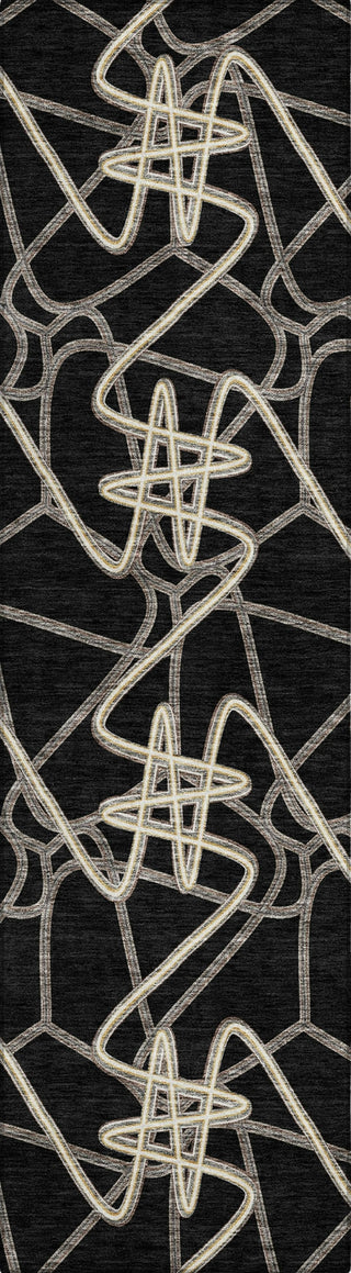 Piper Looms Chantille Geometric ACN947 Black Machine Washable Area Rug Runner Main Image