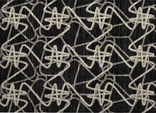 Piper Looms Chantille Geometric ACN947 Black Machine Washable Area Rug Scatter Main Image