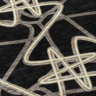 Piper Looms Chantille Geometric ACN947 Black Machine Washable Area Rug Swatch Image