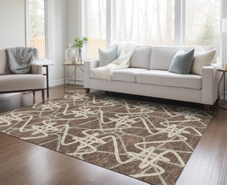 Piper Looms Chantille Geometric ACN947 Brown Machine Washable Area Rug Lifestyle Image Feature