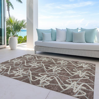 Piper Looms Chantille Geometric ACN947 Brown Machine Washable Area Rug Outdoor Lifestyle Image Feature