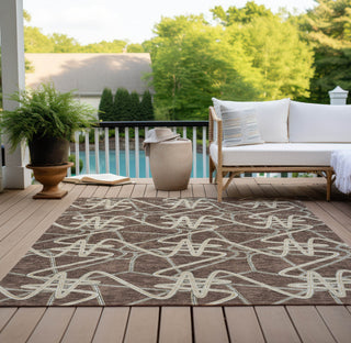 Piper Looms Chantille Geometric ACN947 Brown Machine Washable Area Rug Outdoor Lifestyle Image Feature
