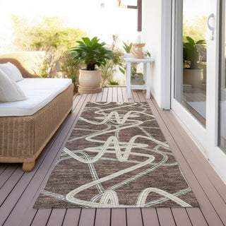 Piper Looms Chantille Geometric ACN947 Brown Machine Washable Area Rug Runner Outdoor Lifestyle Image Feature