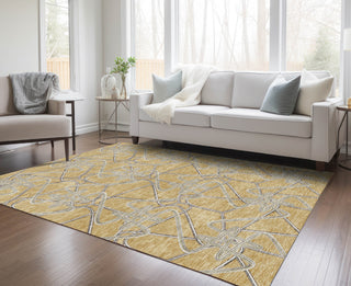 Piper Looms Chantille Geometric ACN947 Gold Machine Washable Area Rug Lifestyle Image Feature