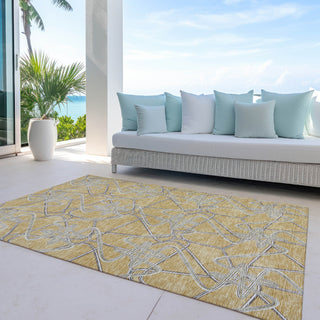 Piper Looms Chantille Geometric ACN947 Gold Machine Washable Area Rug Outdoor Lifestyle Image Feature