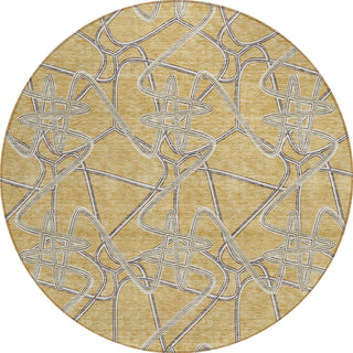 Piper Looms Chantille Geometric ACN947 Gold Machine Washable Area Rug Round Main Image