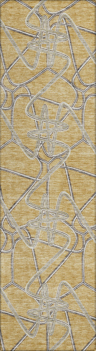 Piper Looms Chantille Geometric ACN947 Gold Machine Washable Area Rug Runner Main Image