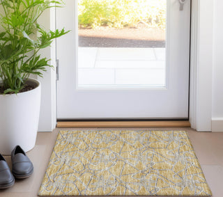 Piper Looms Chantille Geometric ACN947 Gold Machine Washable Area Rug Scatter Lifestyle Image Feature
