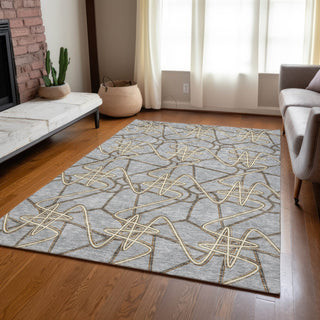 Piper Looms Chantille Geometric ACN947 Gray Machine Washable Area Rug Lifestyle Image Feature