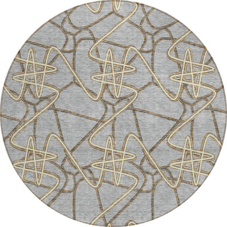 Piper Looms Chantille Geometric ACN947 Gray Machine Washable Area Rug Round Main Image