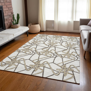Piper Looms Chantille Geometric ACN947 Ivory Machine Washable Area Rug Lifestyle Image Feature
