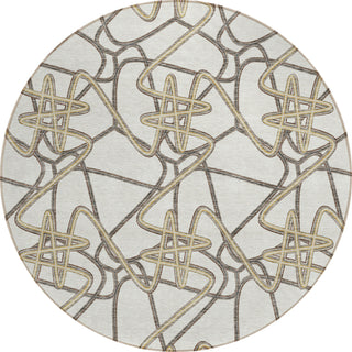 Piper Looms Chantille Geometric ACN947 Ivory Machine Washable Area Rug Round Main Image