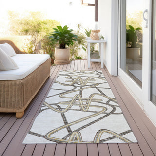 Piper Looms Chantille Geometric ACN947 Ivory Machine Washable Area Rug Runner Outdoor Lifestyle Image Feature