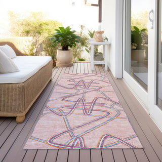 Piper Looms Chantille Geometric ACN947 Pink Machine Washable Area Rug Runner Outdoor Lifestyle Image Feature