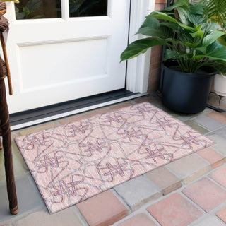 Piper Looms Chantille Geometric ACN947 Pink Machine Washable Area Rug Scatter Outdoor Lifestyle Image Feature