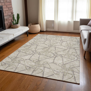 Piper Looms Chantille Geometric ACN947 Putty Machine Washable Area Rug Lifestyle Image Feature
