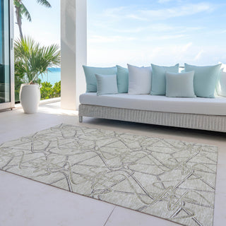Piper Looms Chantille Geometric ACN947 Putty Machine Washable Area Rug Outdoor Lifestyle Image Feature