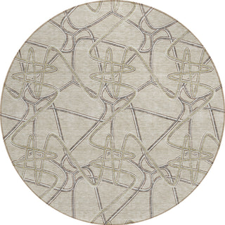 Piper Looms Chantille Geometric ACN947 Putty Machine Washable Area Rug Round Main Image