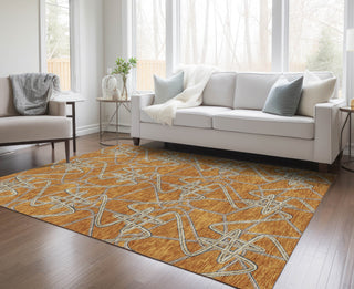 Piper Looms Chantille Geometric ACN947 Terracotta Machine Washable Area Rug Lifestyle Image Feature