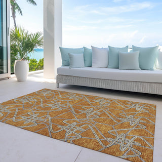 Piper Looms Chantille Geometric ACN947 Terracotta Machine Washable Area Rug Outdoor Lifestyle Image Feature