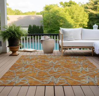 Piper Looms Chantille Geometric ACN947 Terracotta Machine Washable Area Rug Outdoor Lifestyle Image Feature