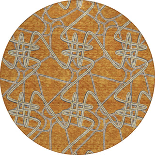 Piper Looms Chantille Geometric ACN947 Terracotta Machine Washable Area Rug Round Main Image