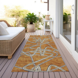 Piper Looms Chantille Geometric ACN947 Terracotta Machine Washable Area Rug Runner Outdoor Lifestyle Image Feature