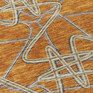 Piper Looms Chantille Geometric ACN947 Terracotta Machine Washable Area Rug Swatch Image
