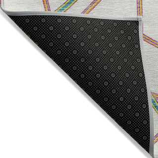 Piper Looms Chantille Geometric ACN947 White Machine Washable Area Rug Backing Image