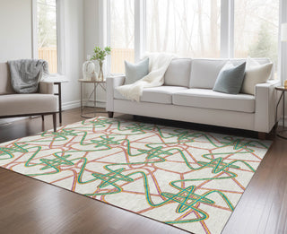 Piper Looms Chantille Geometric ACN947 White Machine Washable Area Rug Lifestyle Image Feature