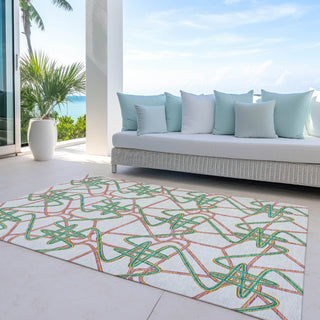Piper Looms Chantille Geometric ACN947 White Machine Washable Area Rug Outdoor Lifestyle Image Feature