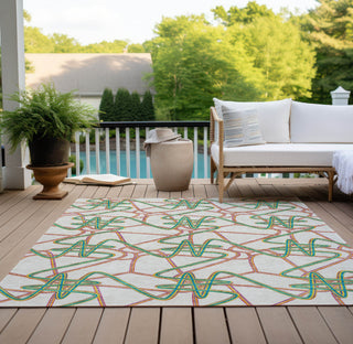 Piper Looms Chantille Geometric ACN947 White Machine Washable Area Rug Outdoor Lifestyle Image Feature