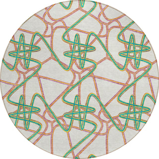 Piper Looms Chantille Geometric ACN947 White Machine Washable Area Rug Round Main Image