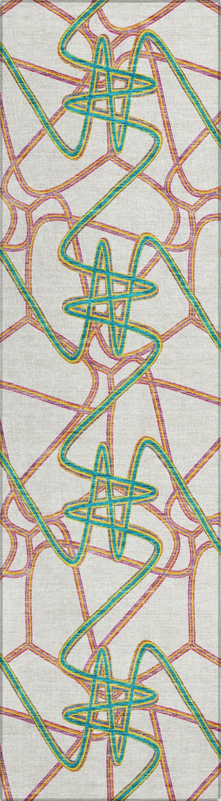 Piper Looms Chantille Geometric ACN947 White Machine Washable Area Rug Runner Main Image
