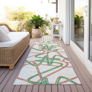 Piper Looms Chantille Geometric ACN947 White Machine Washable Area Rug Runner Outdoor Lifestyle Image Feature