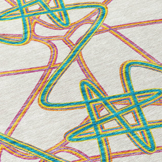 Piper Looms Chantille Geometric ACN947 White Machine Washable Area Rug Swatch Image