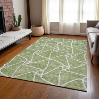Piper Looms Chantille Geometric ACN948 Aloe Machine Washable Area Rug Lifestyle Image Feature