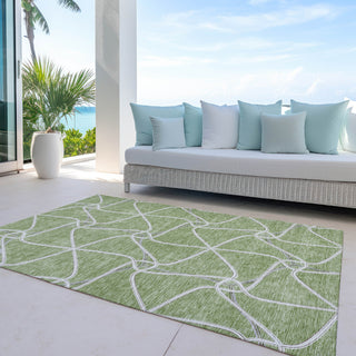 Piper Looms Chantille Geometric ACN948 Aloe Machine Washable Area Rug Outdoor Lifestyle Image Feature