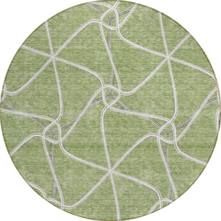 Piper Looms Chantille Geometric ACN948 Aloe Machine Washable Area Rug Round Main Image