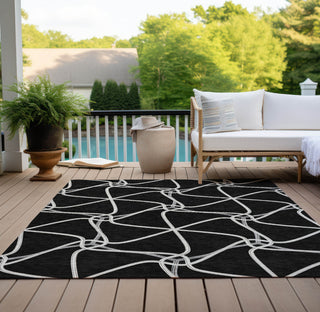 Piper Looms Chantille Geometric ACN948 Black Machine Washable Area Rug Outdoor Lifestyle Image Feature