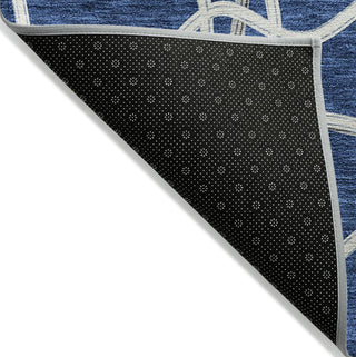 Piper Looms Chantille Geometric ACN948 Blue Machine Washable Area Rug Backing Image