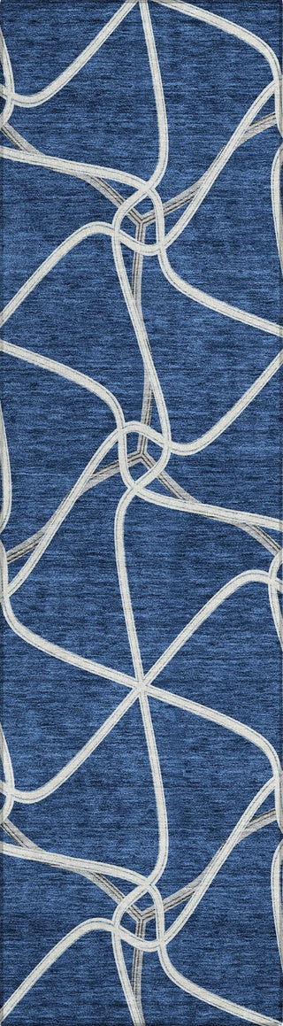 Piper Looms Chantille Geometric ACN948 Blue Machine Washable Area Rug Runner Main Image