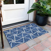 Piper Looms Chantille Geometric ACN948 Blue Machine Washable Area Rug Scatter Outdoor Lifestyle Image Feature