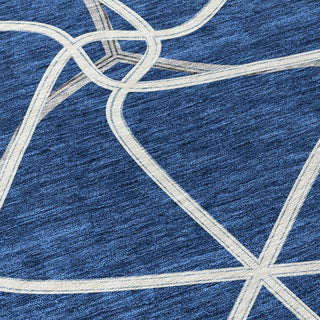 Piper Looms Chantille Geometric ACN948 Blue Machine Washable Area Rug Swatch Image