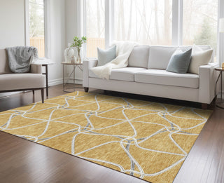 Piper Looms Chantille Geometric ACN948 Gold Machine Washable Area Rug Lifestyle Image Feature