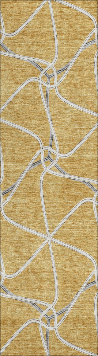 Piper Looms Chantille Geometric ACN948 Gold Machine Washable Area Rug Runner Main Image