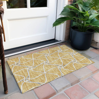 Piper Looms Chantille Geometric ACN948 Gold Machine Washable Area Rug Scatter Outdoor Lifestyle Image Feature