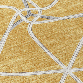 Piper Looms Chantille Geometric ACN948 Gold Machine Washable Area Rug Swatch Image